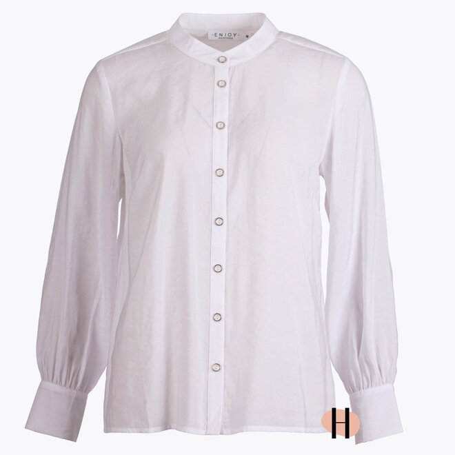 Witte Blouse met Drukknoopjes van Modal Mix