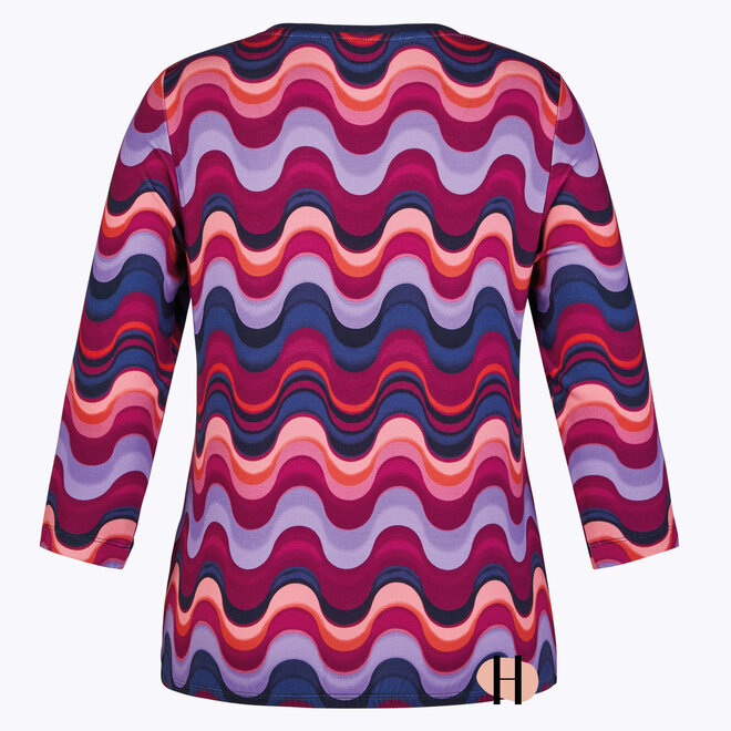 Blouson in Paars en Roze Tinten Golfjespatroon