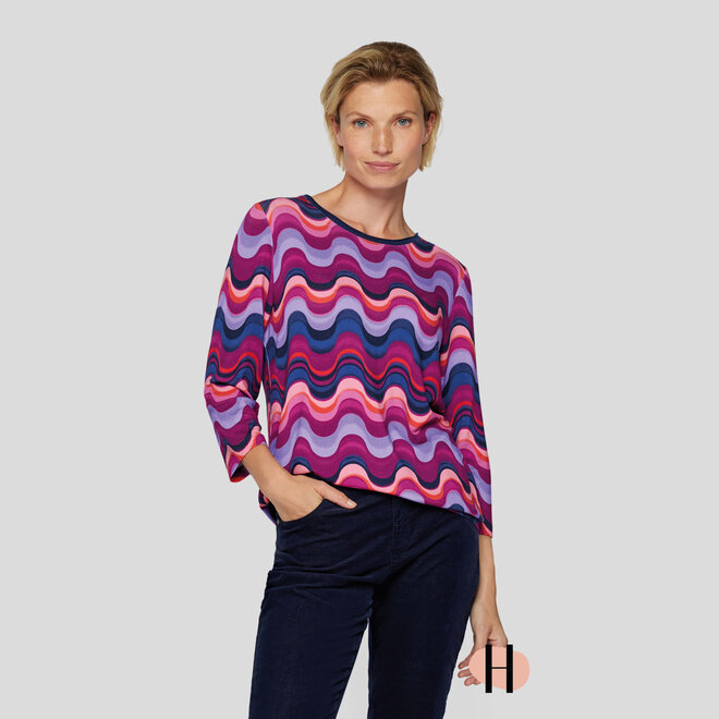 Blouson in Paars en Roze Tinten Golfjespatroon