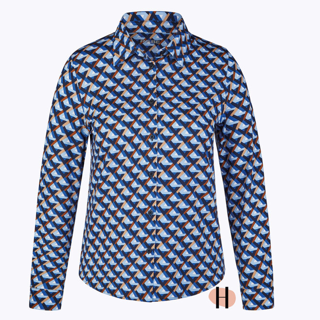 Blouson Grafische Print in Blauw en Bruin