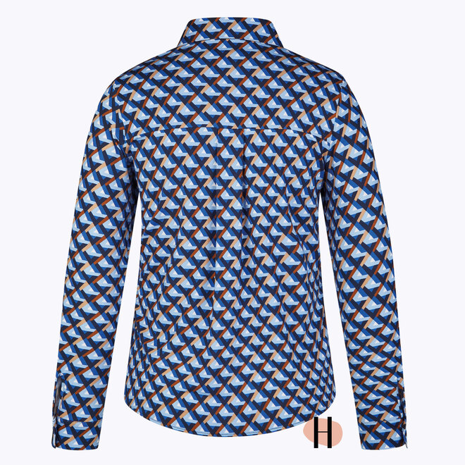Blouson Grafische Print in Blauw en Bruin