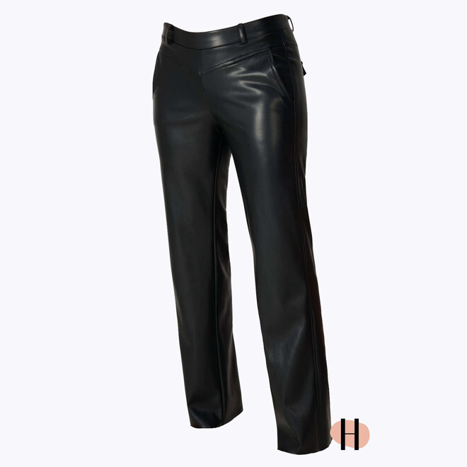 W24 223 Martin Broek Wijd FAUX LEATHER Zwart