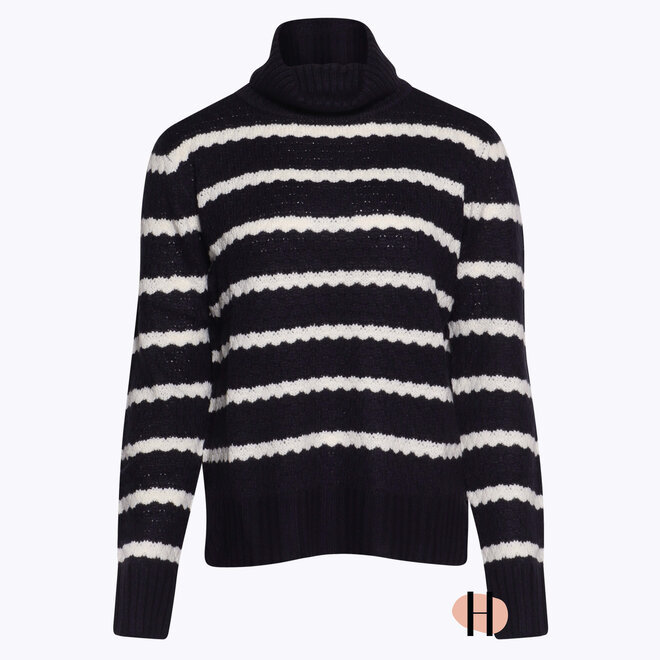 Donkerblauw en Wit Gestreepte Coltrui