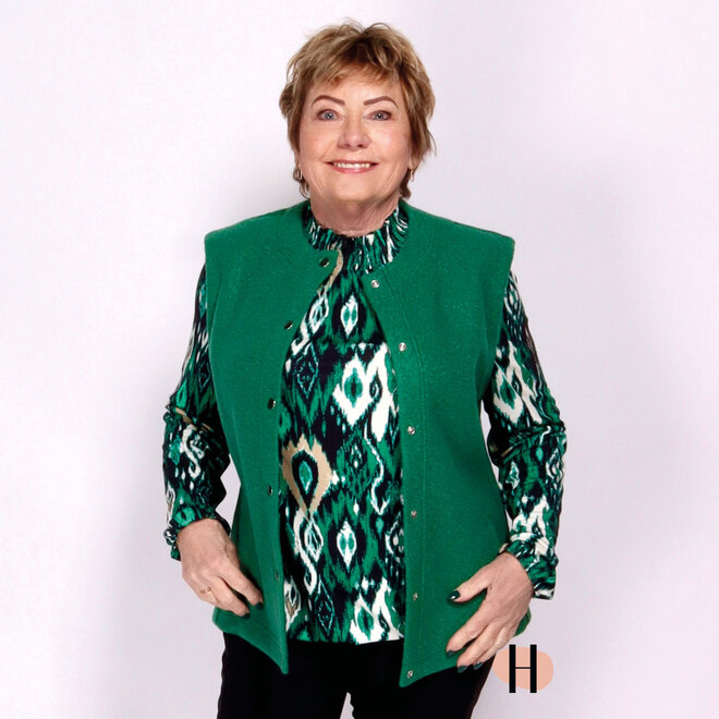 Blouson Shirt met Col en Groene Print