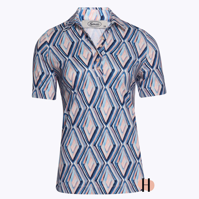 Polo met Ruitenprint in Pastel en Marine