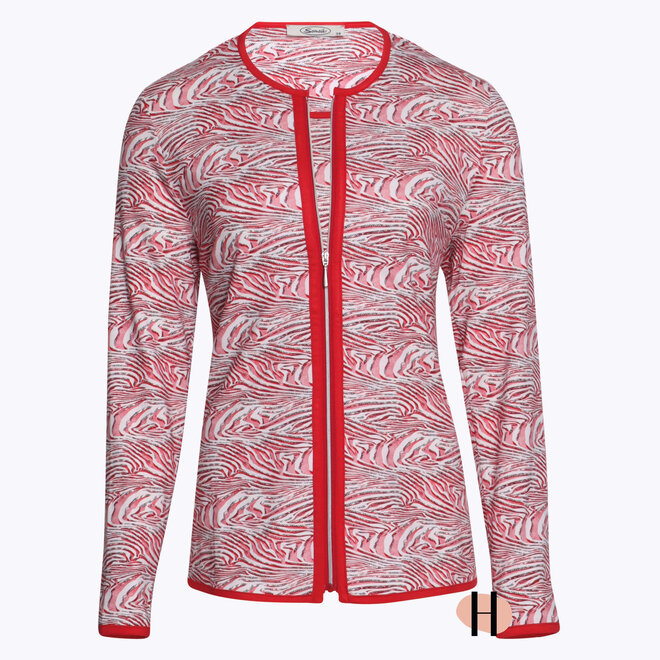 Twin-Set met Print in Rood, Wit en Lichtgrijs