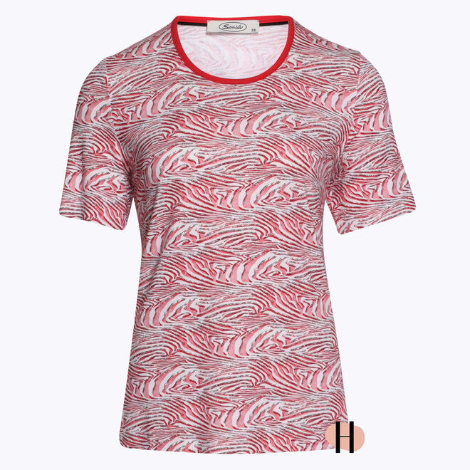 Twin-Set met Print in Rood, Wit en Lichtgrijs