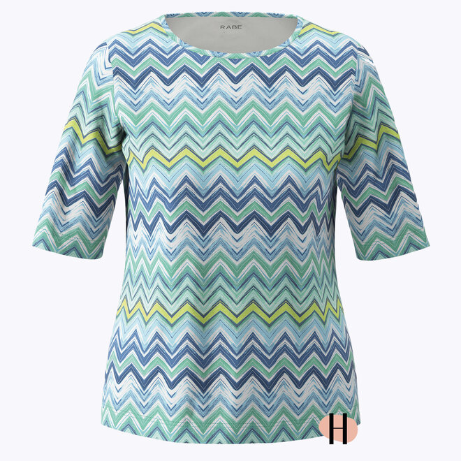 T-Shirt van Katoen met Zigzag Print