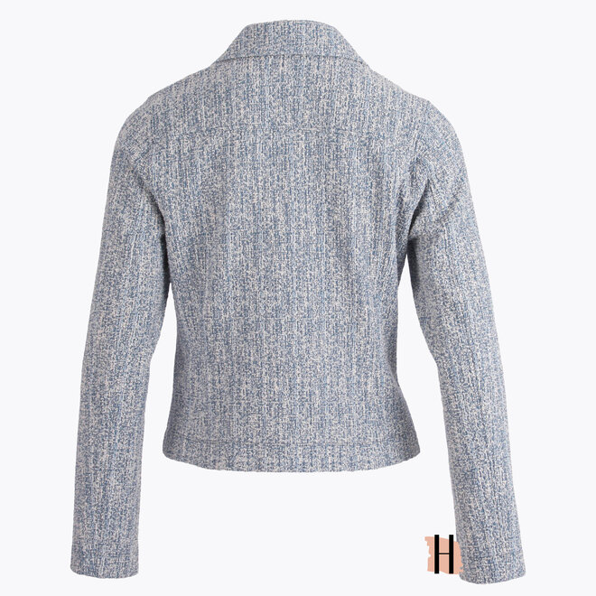 Tweed Jasje met Klepzakken en Metaalgaren in Blauw