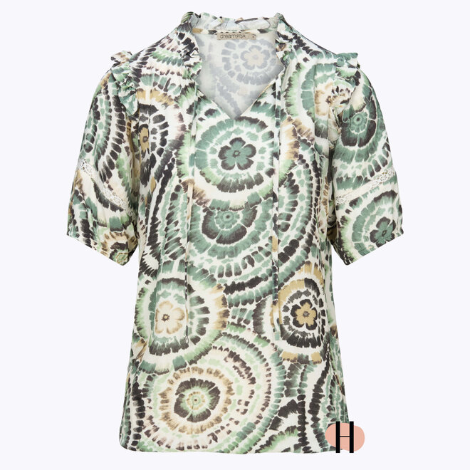 Z25 143 Bodhi Blousetop VISC. PRINTS Khaki Mix