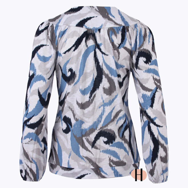 Blouson met Grijze en Blauwe Print