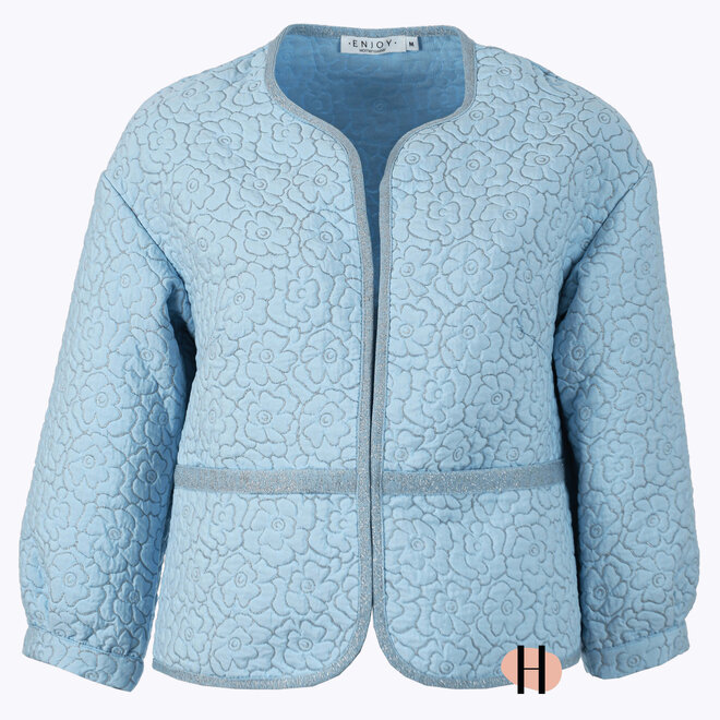 Vestje met Zilver Geborduurde Bloemen Blauw