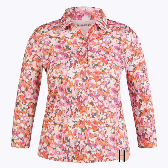 Poloshirt met Oranje en Roze Print