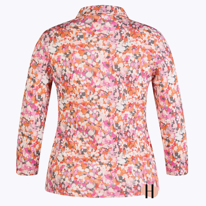 Poloshirt met Oranje en Roze Print