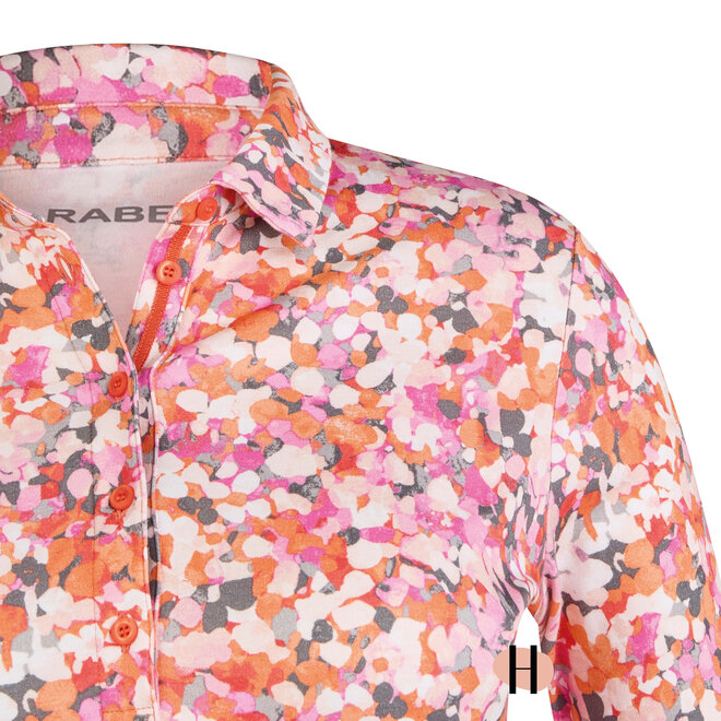 Poloshirt met Oranje en Roze Print