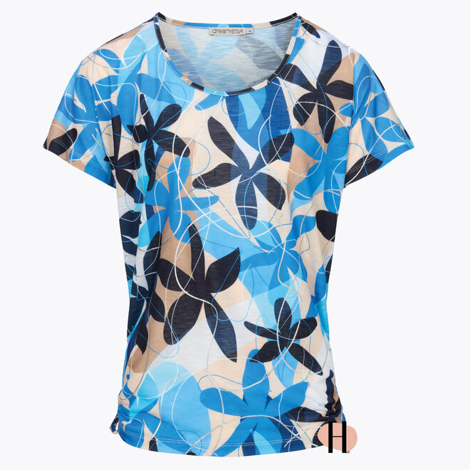 Z25 149 Madison Top BLOEM ALL OVER Blue Mix