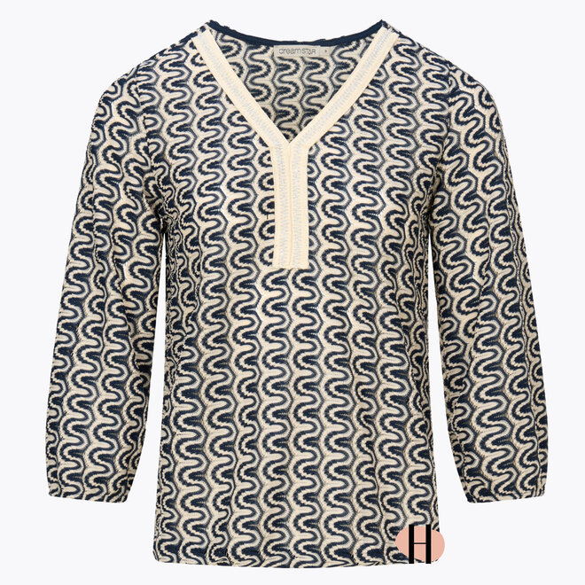 Z25 113 Judith Top ZIGZAG Indigo-Ivoor