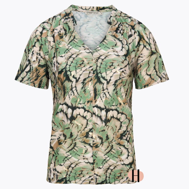 Blouson met Metallic Detail "Ploom" in Salie Mix
