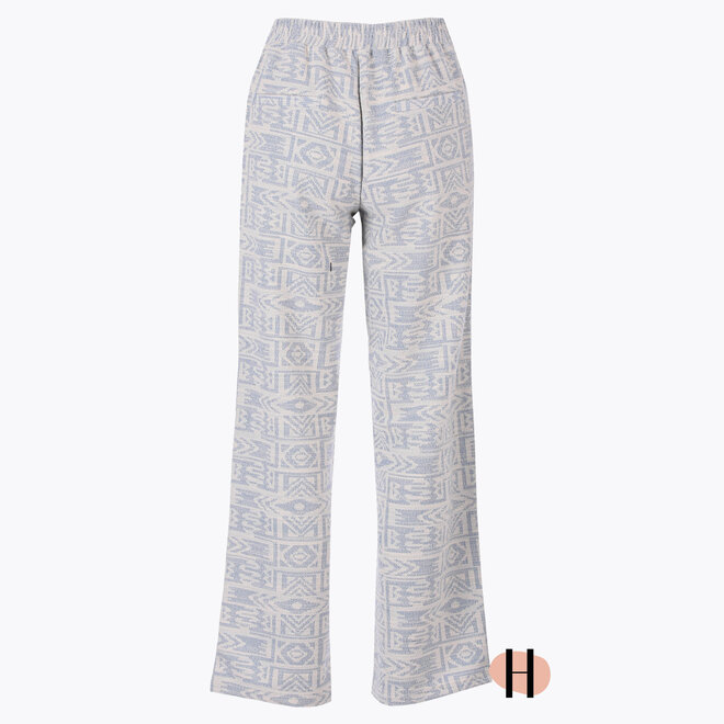 Broek Jaquard Lichtblauwe Print