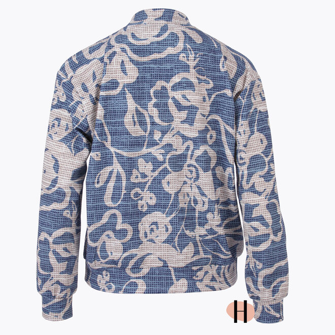 Bomber Jasje Blauw en Beige Print
