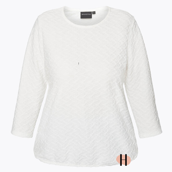 Effen Shirt van  Structuurstof in Wit