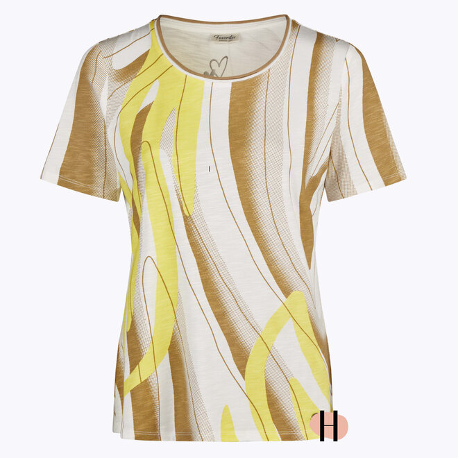 T-Shirt met Off-White en Camel Print