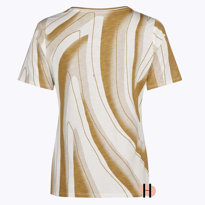 T-Shirt met Off-White en Camel Print