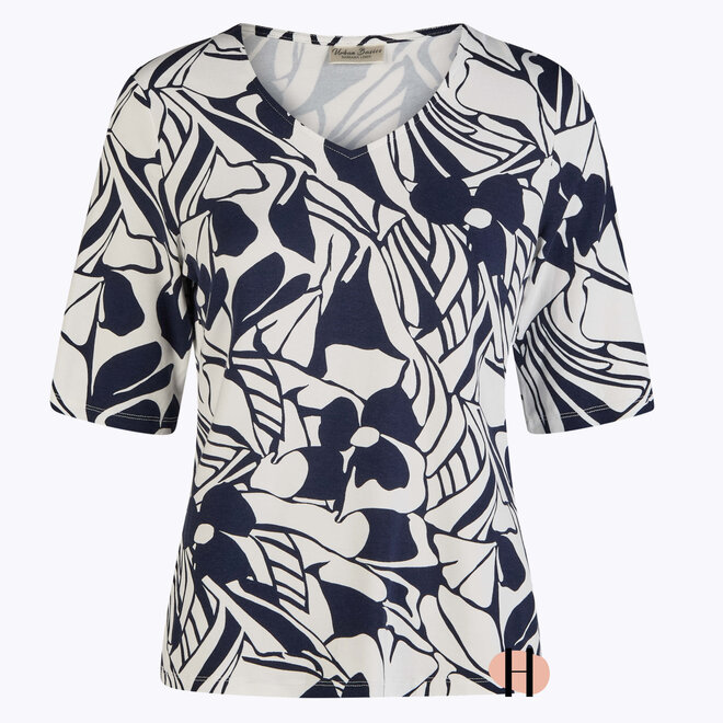 T-Shirt met Donkerblauwe en Off-White Print