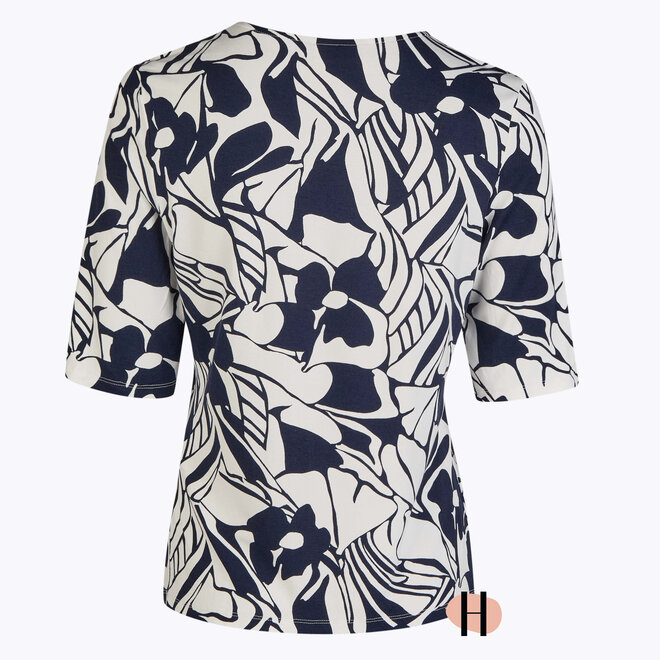 T-Shirt met Donkerblauwe en Off-White Print