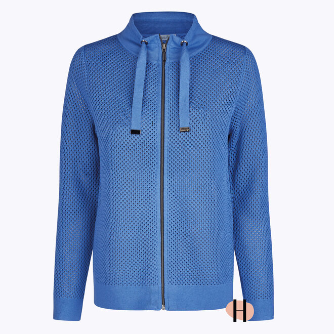 Gehaakt Vest met Rits en Koordjes in Blauw