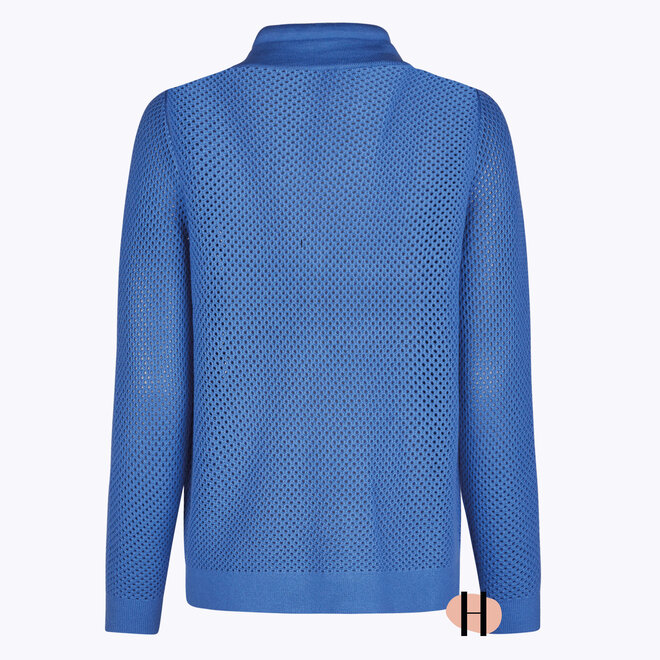 Gehaakt Vest met Rits en Koordjes in Blauw