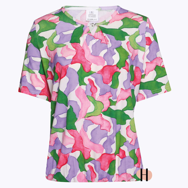 Blouson met Print in Roze, Paars en Groen