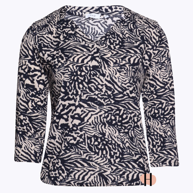 Blouson in Marine en Ecru Print