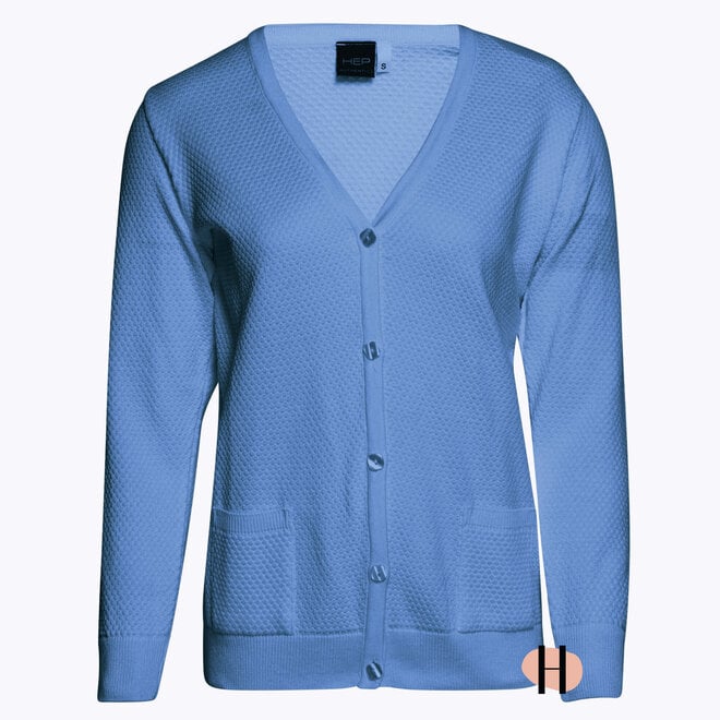 Tricot Vest met Structuur en Knoopsluting in Lichtblauw