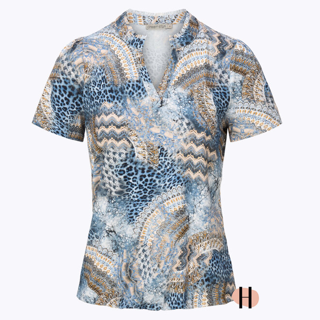 Z25 216 Top ANIMAL PATCH Indigo Mix