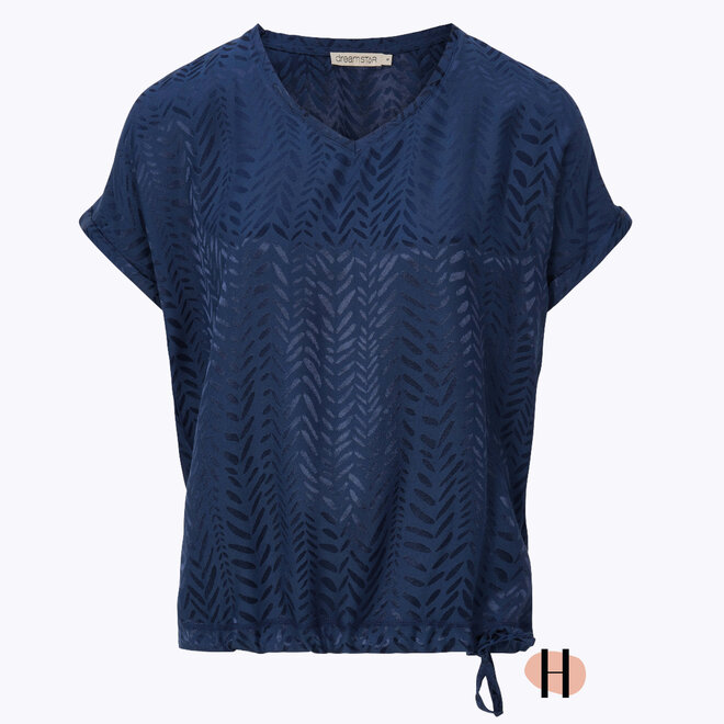 Blousetop "Tamar" met V-Hals in Indigo