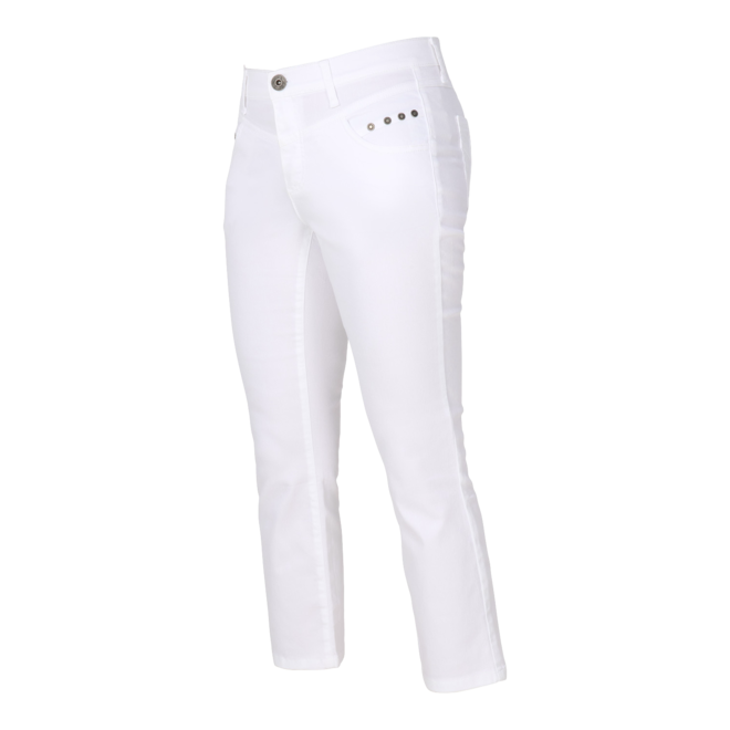 Stretch Broek "Bossi" Katoen Mix in Wit