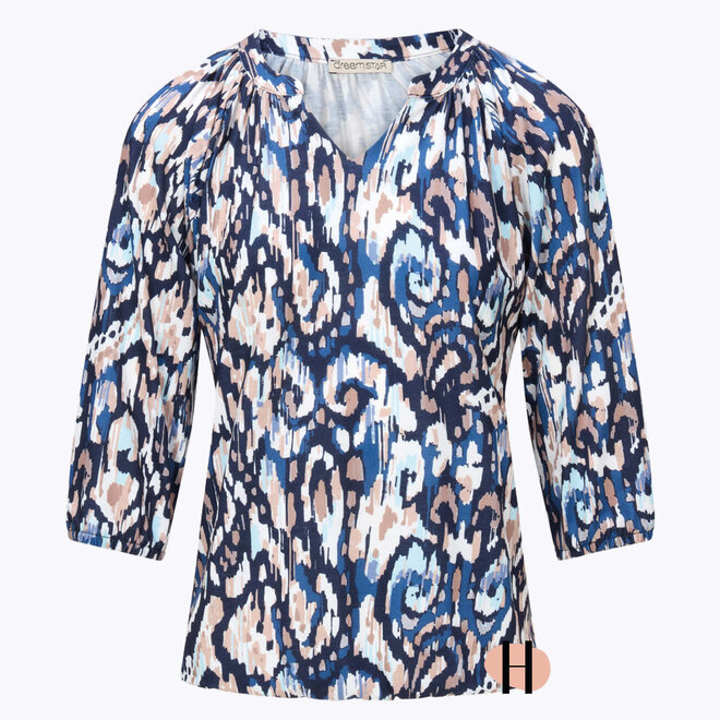 W25 131 Mia Top MIXED PRINTS Indigo Mix