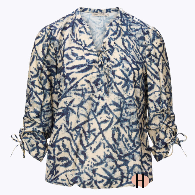 W25 115 Skyler Blousetop PRINT Indigo Mix