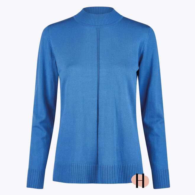 Blauwe Tricot Trui met Col