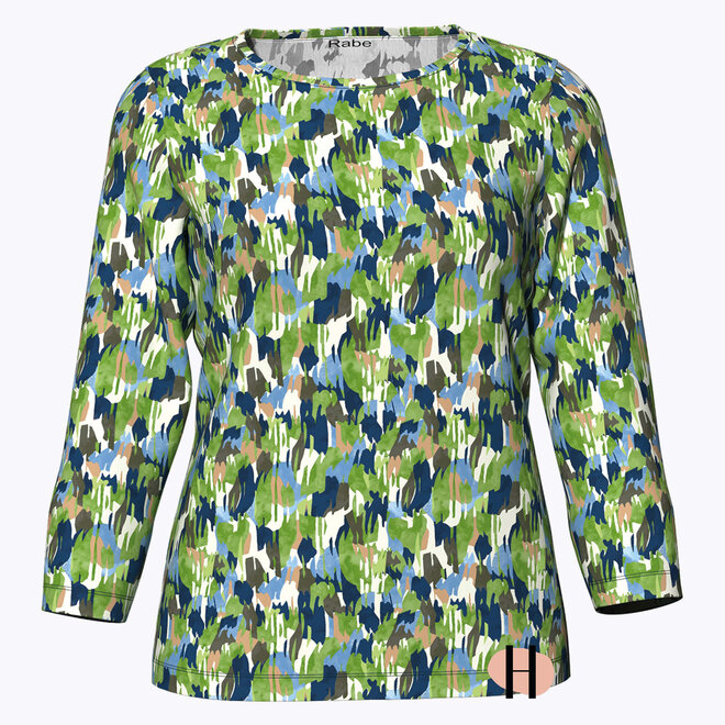 Shirt met Groen en Donkerblauw Dessin