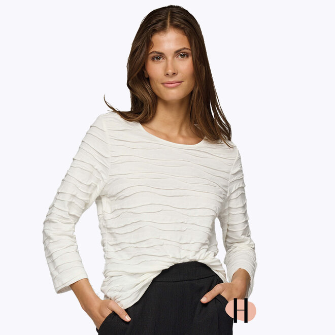 Shirt met Stroken in Wit