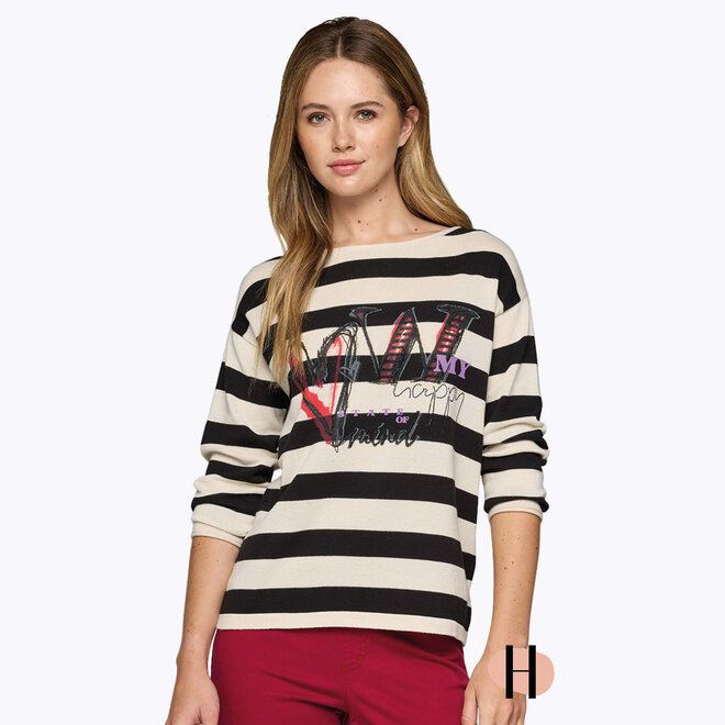 Sweatshirt Gestreept met Opdruk