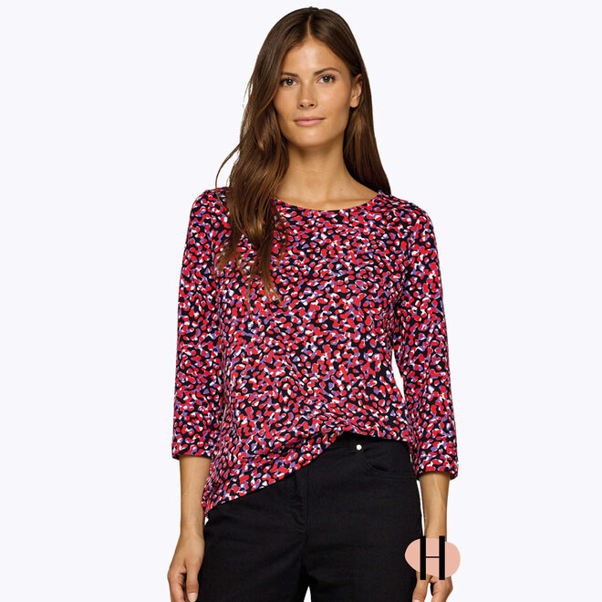 Shirt met Rood en Paarse Print