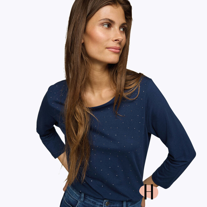 Shirt met Mini Studs Marine Blauw