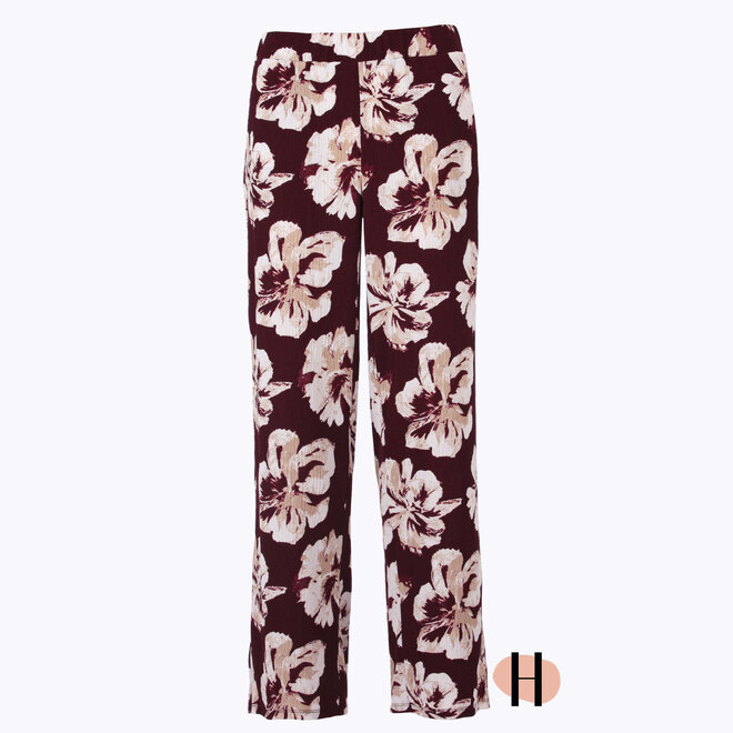 Broek met Bloemenprint in Bordeaux