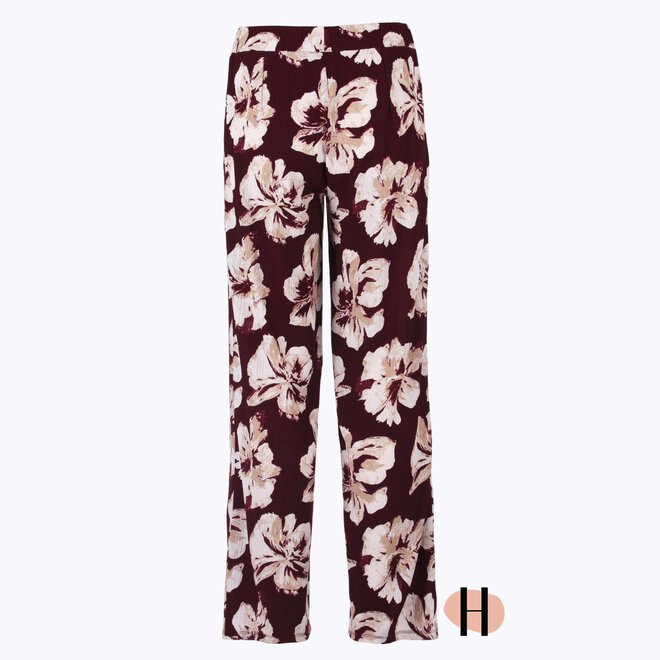 Broek met Bloemenprint in Bordeaux