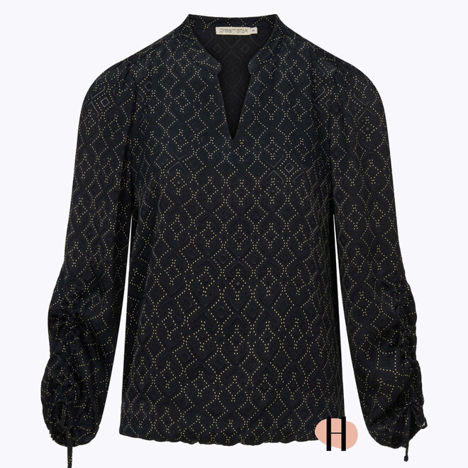 Blouson "Silvano" met Strikje op Mouw Zwart