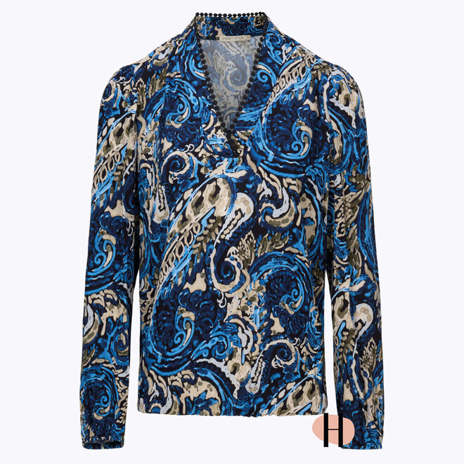 W25 205 Alisa Blouse FANCY DESSIN Indigo Mix