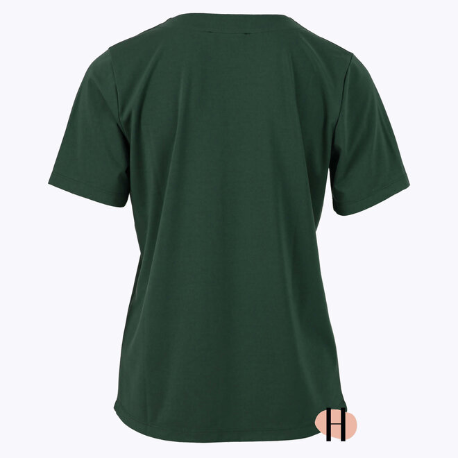 Effen T-Shirt met V-Hals in Flessengroen